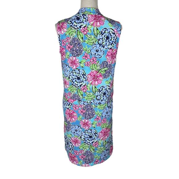 IBKUL Larisa Drawstring Golf Dress Sleeveless Floral Pink Turquoise Size XS - Picture 4 of 10